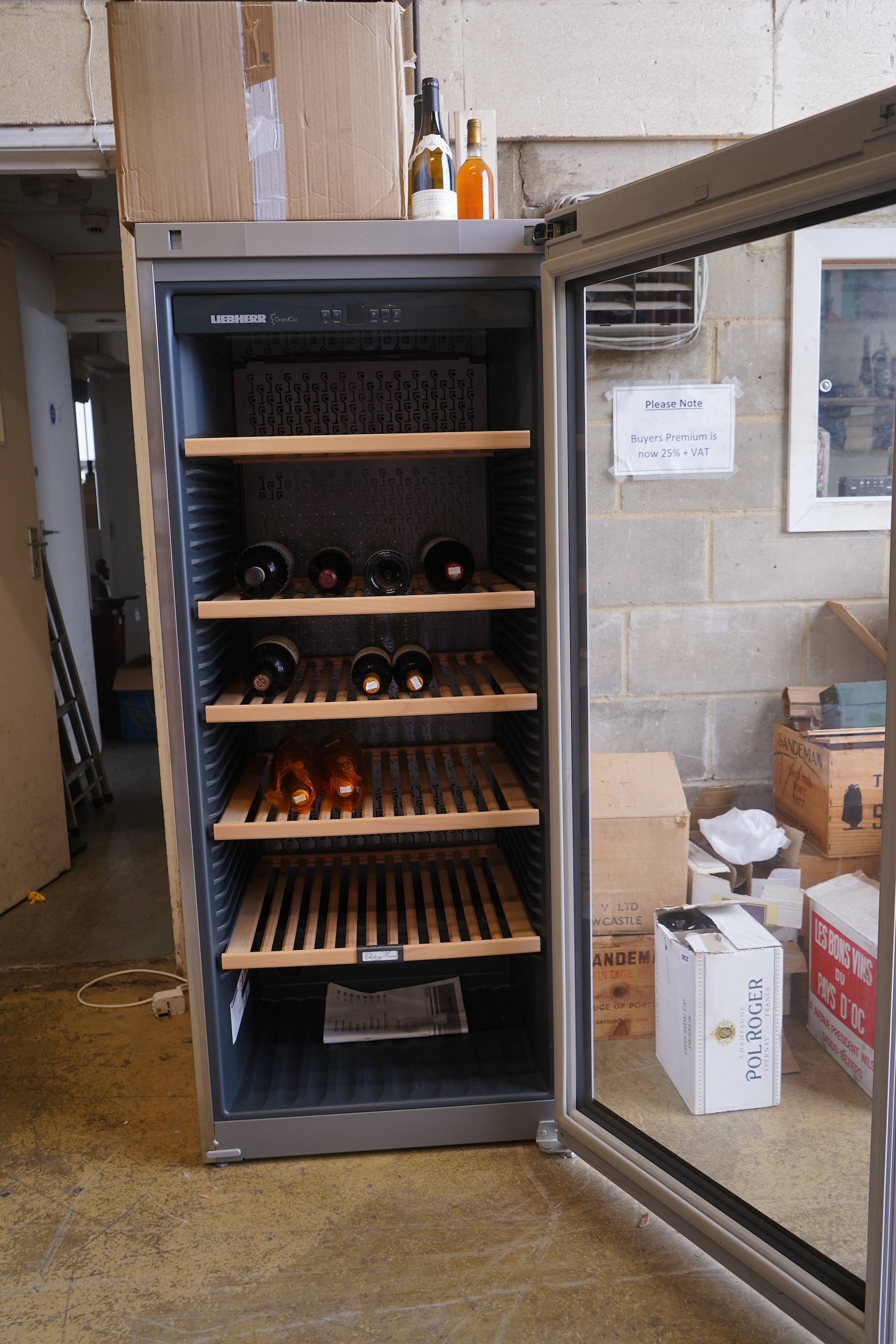 A Liebherr stainless steel wine storage cooler